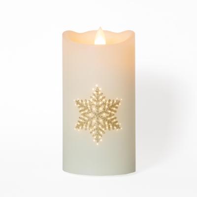 China COLOR CHANGING Glitter Powder Snowflake Paraffin Wax Fiber Optic LED Candle for sale