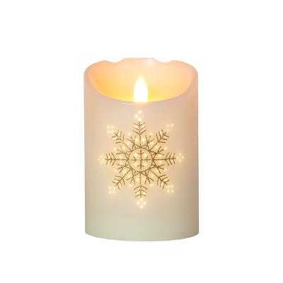 China COLOR CHANGING Golden COLOR Winter Snow Paraffin Wax Fiber LED Candle for sale