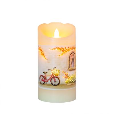 China COLOR CHANGING Solid Seasonal Fiber Optic LED Paraffin Decoration Candle for sale