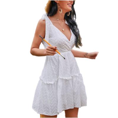 China 2021 breathable European and American new summer fashion suspender skirt candy folds hollow embroidery dress women for sale