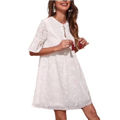 China Wholesale Autumn Elegant Women Clothing Casual Dress Breathable Lounge Tailored Short Sleeve Ladies Ruched Dress for sale