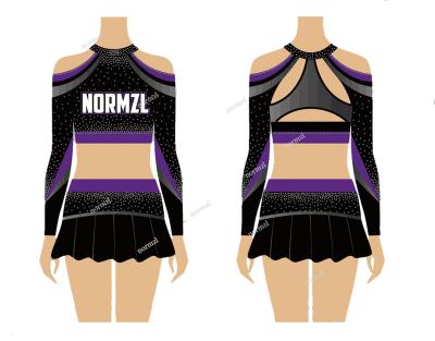 China custom design rhinestone youth material cheerleading costume uniforms custom size for sale