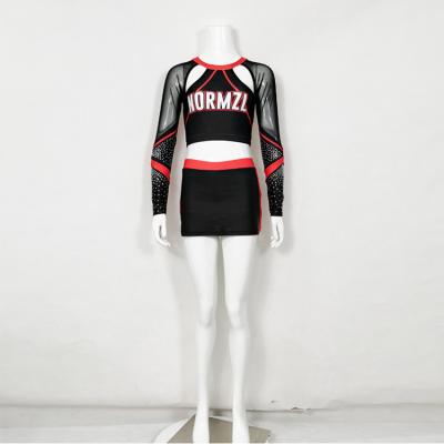 China Custom Made Mesh Customized L Sexy Cheerleader Uniform Ycra Fabric Girls Design OEM Service Costume for sale