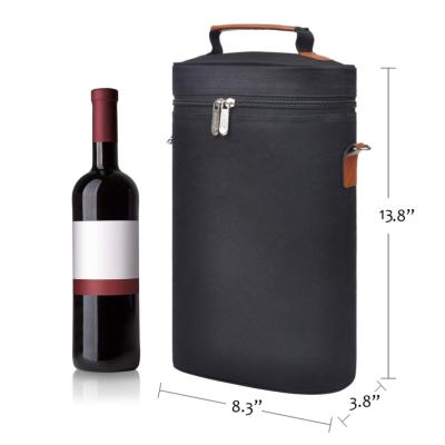 China Waterproof Picnic Box Waterproof Wine Cooler Bag 2 Bottle Wine Carrier Bag Tote Insulated Champagne Tote Bag for sale