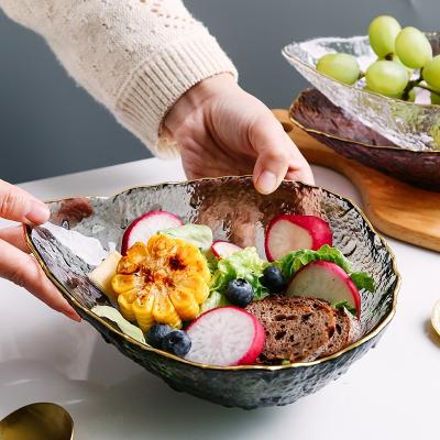 China Large Fruit And Vegetable Dessert Dish Sustainable Clear Glass Bowl Salad Bowl - Water Drop Shape for sale