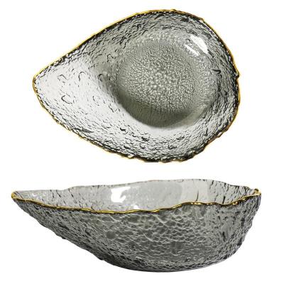 China Sustainable Fruit Salad Fruit Salad Dish Glass Bowl Large Vegetable Water Drop Dish for sale