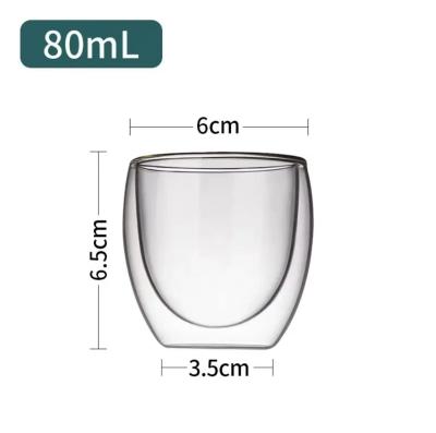 China Sustainable Hot Sale 80ml 250ml Double Wall Borosilicate Glass Cups Espresso Coffee Mug For Coffee And Tea for sale