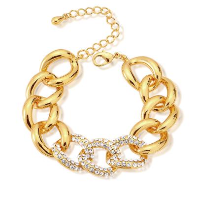 China TRENDY New Fashion Cavity Hip Hop Geometric Thick Chain Bracelet For Women for sale