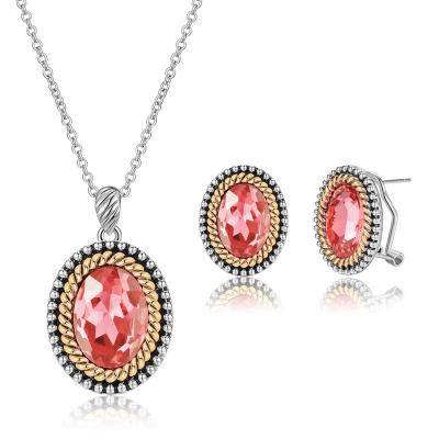 China Mytys Women's China Gold and White Gold Jewelry TRENDY Egg Shape Big Single Stone Jewelry Set CN556-CE634 for sale