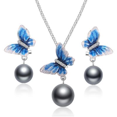 China Wholesale Vintage Jewelry Fashion Costume Jewelry Butterfly Shaped Pearl Jewelry Set for sale