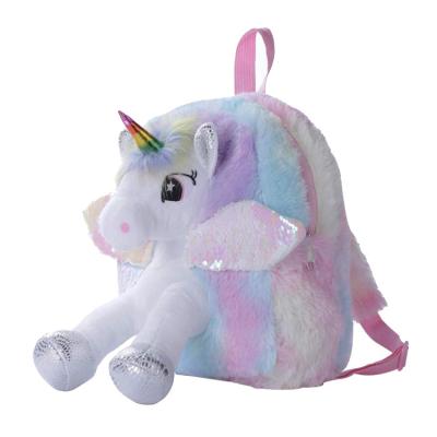 China 2022 High Quality Customized Cute Animal Children Unicorn Plush School Bags Kid Cartoon Stuffed Animal Backpack for sale