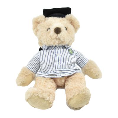 China Promotion New Arrive Plush Customized Brown Uniform Teddy Bear With Striped Shirt for sale