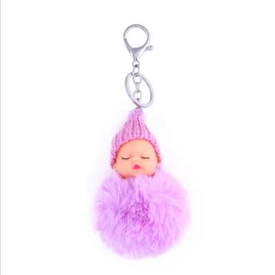 China Cute Custom Kids Mini Colorful Furry Plush Cute Fun Logo Keyring Bag Decor Women Key Chain for sale