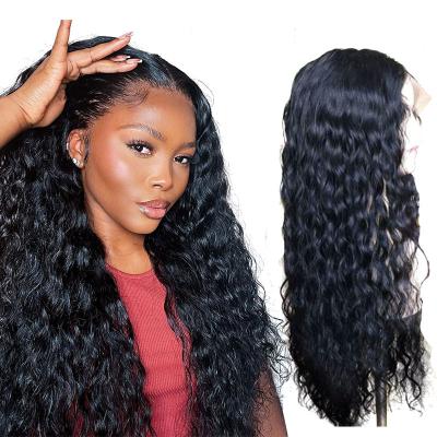 China 180% Wave 4x4 Lace Closure Water Wave Wig Silky Straight Hair Lace Front Wigs Curly Lace Closure Wigs For Black for sale