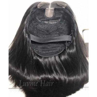 China Hot Selling Cheap Silky Straight Wave Natural Black No Tangle Shed Style Free Virgin Lace Lead Short Hair Frontal Wigs for sale