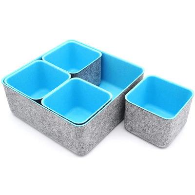 China Modern Custom Made Practical Felt Desktop Household Cosmetic Organizer Mess Basket Desktop Storage Box for sale