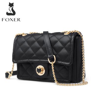 China FOXER Plaid Casual Solid Cross - Lady High Quality Fashion Women Leather Body Bag Brand Messenger Shoulder Classic Small Bags For Girl for sale