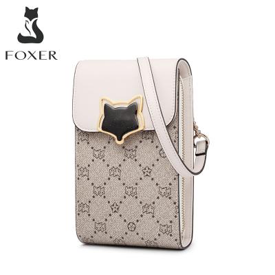 China Fashion FOXER Ladies Mini Wallet Large Capacity Casual Multilayer Shoulder Bag Women Leather Cross - Body Cell Phone Bags for sale