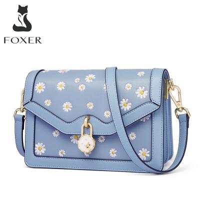 China FOXER Fashion Flower Girl Summer Cross-body Bags Scare Lady Mini Flap Crossbody Leather Bag Small Shoulder Fashion Women Leather Young for sale