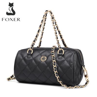 China FOXER Fashion Brand Women Fashion Show Bag Soft Scare Leather Female Bucket Lady HandBags Travel Barrel Shoulder Bag Tote Bags for sale