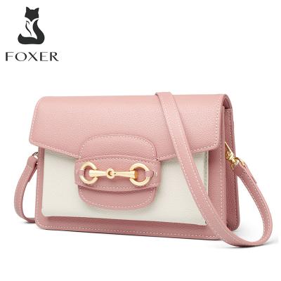 China FOXER Elegant Girl's Summer Fashion Lady Small Messenger Phone Bag Cross-body Chic Cross-body Flap Split Leather Casual Daily Shoulder Bag For Women for sale