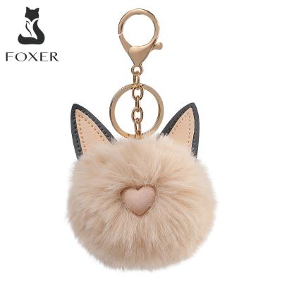 China Brand Foxer Plush Rubber Pendant and Key Chain Hang Ornament Lightweight Organizers for Handbag Car Key Chain Fur Pendant for sale