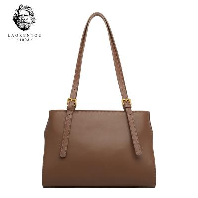 China LAORENTOU Fashion Women Handbag Cow Leather Shoulder Bags Female Elegant Black Leather Female Tote Bag Custom for sale