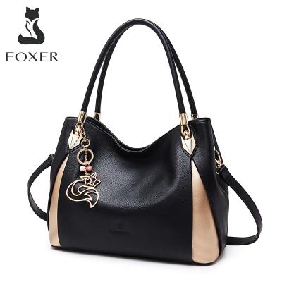 China Fashion Brand FOXER Women Genuine Leather Soft Shoulder Bag Solid Multi Color Female Handbag With Free Shipping for sale