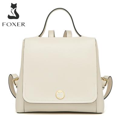 China FOXER Fashion Split Large Capacity Travel Backpack Business Casual Bag Women Leather Soft Handbags Ladies Brand for sale