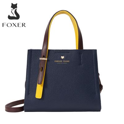 China None FOXER Ladies Fashion Genuine Leather Handle Bags Large Capacity Shoulder Totes Bag For Women Autumn Winter Soft Purse Top Handbags for sale