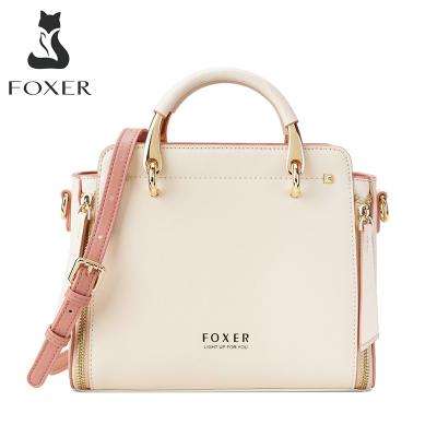 China FOXER Fashion Women Customized Large Capacity Cross - Body Shoulder Bags Luxury Leather Chic Totes Female Split Leather Handbags for sale