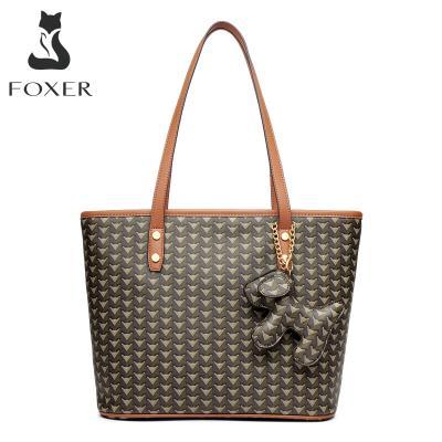 China Lady FOXER Monogram Printing Logo Handbag For Women PVC Leather Lady Commute Totes Large Capacity Cross - Body Shoulder Top Handle Bag for sale