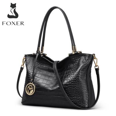 China Lady FOXER Lady FOXER Women's Handbag Crocodile Pattern Shoulder Bag High Quality Genuine Leather Lady Bag Style Female Packing for sale