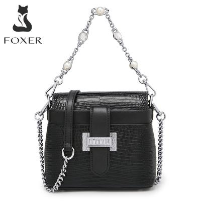 China Vintage FOXER Lady Two-Shoulder Strap Messenger Bag Split Shoulder Bag Luxury Leather Woman Diamond Evening Small Leather Handbag for sale