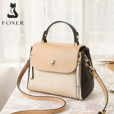 China FOXER Lady FOXER Women's Mini Totes England Style Casual Fashion Shoulder Messenger Bag Genuine Leather Small Flap Handle Bags for sale