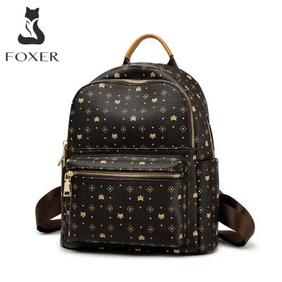 China FOXER Women's Signature Anti-theft PVC Printing Fashion Backpack Ladies Travel Backpack Female Monogram Business Laptop Backpack Retro for sale