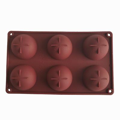 China Wholesale Viable Semicircle 6 Holes Viable Hot Selling Amazon 3d Ice Cream Cake Mousse Dome Jelly Hot Chocolate Bomb Silicone Rubber Baking Mold for sale