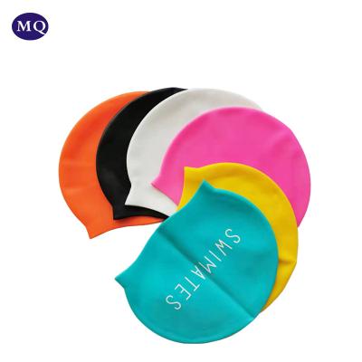 China Whole sale high quality custom print swimming cap silicone swim cap eco-friendly durable waterproof factory for adults men and women for sale