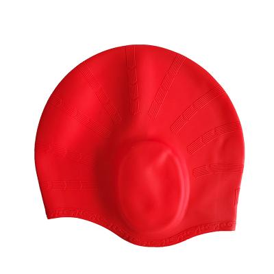 China Custom Printable Waterproof Silicone Hearing Protection Swim Beginner Eco-Friendly Durable Waterproof For Long Hair Swimming Cap for sale