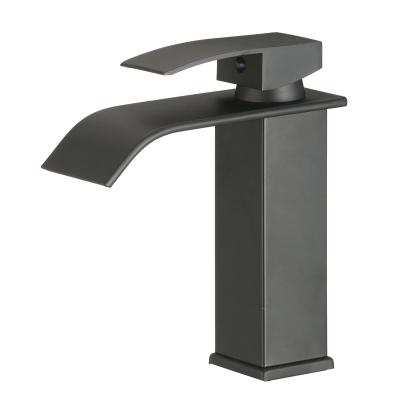 China Tidjune RV Toilet Vessel Faucet Metered Matte Black Single Handle Waterfall Bathroom Sink Faucet Faucets for sale