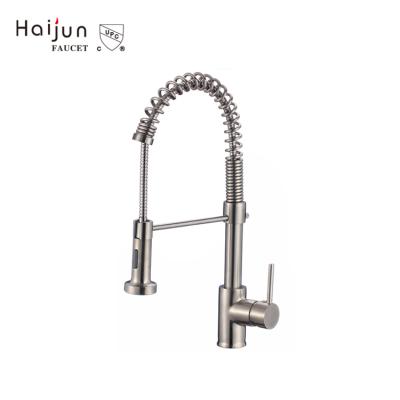 China HAIJUN High Quality Single Handle Brass Metered Faucets Pull Out Spout Kitchen Sink Faucets for sale