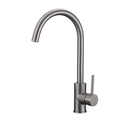 China Contemporary Stainless Steel Gooseneck Thermostatic Faucets 360 Degree Swivel Spout High-Arch Hot And Cold Water Kitchen Sink Faucet for sale