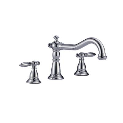 China Metered Faucets Chrome Bathroom Faucet 3 Holes , Modern Style Two-Handle Widespread Bathroom Sink Faucet for sale