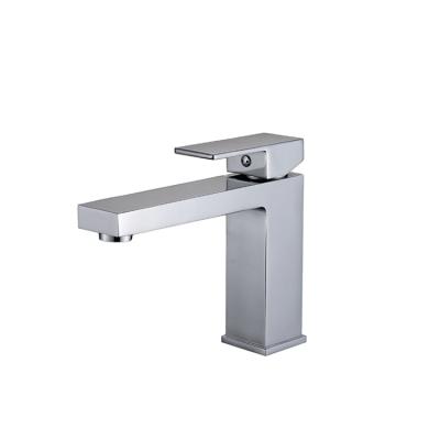 China Metered Faucets Bathroom Torneira Bathroom Sink Faucet Square Brushed Finish Modern Basin Mixer Single Lever Deck Mounted Contemporary Water Tap for sale