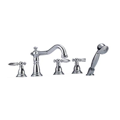 China Modern Faucet 5 Holes Mixer Tap Bathtub Sliding Bar Shower Sanitary Wash Triple Widespread Without Bathroom Faucet for sale