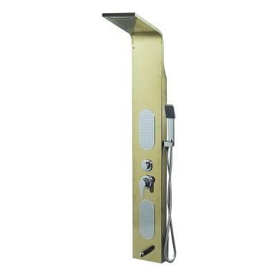 China Without Slide Bar Gold Waterfall Shower Panel Wall Mounted Jets HandShower Set Column Shower Columns Shower Panel for sale