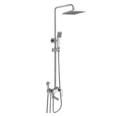 China With System Brass Modern Bathroom Shower Sliding Bar Shower Head Rain Bath Thermostatic Bath Shower Sets for sale