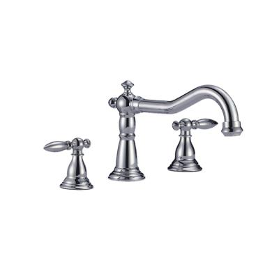 China Metered Faucets Bathroom Faucet 2 Handle 8 Inch Widespread Tub Sink Faucet, Lead Free Basin Mixer Tap Vanity Faucet With Hand Spray for sale