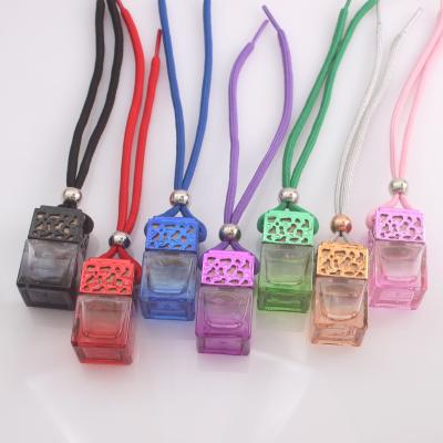 China Customized Color 6ml Car Perfume Glass Bottle With Colorful Lid And String for sale