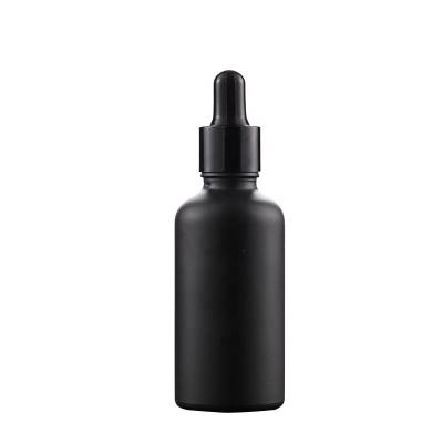 China High End Frosted Matte Black Glass Bottle 20ml-100ml For Lotion Serum Essential Oil for sale